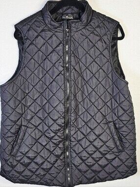 Emery Rose Black Quilted Vest Plus Size 2XL Zip Front Pockets
